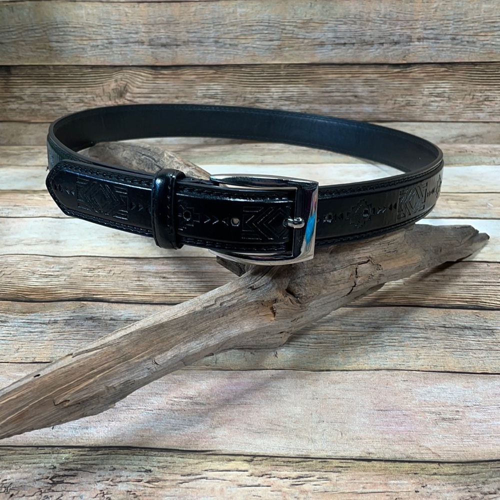 Black Leather Belt by Canyon Sky Size 36